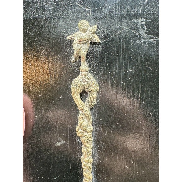 Antique Italian Bordini Ornate Fork and Spoon Serving Cherubs On Plaques -S84 - Picture 6 of 12